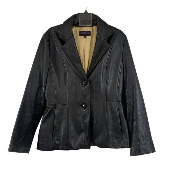 Wilsons Black Leather Jacket/Coat, Size Medium, Winter Retro 1990s Layering - Picture 1 of 3